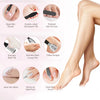 A set of tools for foot care including a dead skin shovel, sandpaper file, polished nail corner file, stainless steel files, 