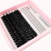A pink box containing a kit of black lash extensions for dramatic eye looks.