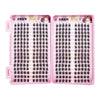 A pair of pink eyelash extension trays containing 32 pairs of false eyelashes for application.