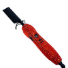 Fer à lisser en céramique rouge avec strass, vu de côté.