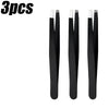 Three pairs of black precision stainless steel eyebrow tweezers for perfect shaping