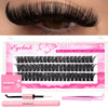 A set of black DIY lash clusters and Bond&seal glue for reusable eyelash extensions.