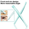 A pair of light blue stainless steel tweezers designed for front end arc to apply eyelash clusters.
