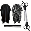 A set of professional rechargeable beard and hair grooming tools including clippers, scissors, and a comb.