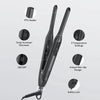 A black professional ceramic flat iron with various features like a PTC heater, temperature settings, and safety lock.