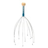 Stainless steel scalp massager with a wooden ball and braided wire strands