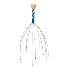 Stainless steel scalp massager with a wooden ball and braided wire strands