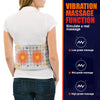 A woman is wearing an inflatable back heating support belt, demonstrating its vibration massage function.