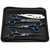 A black case containing professional stainless steel hair cutting scissors and combs.