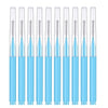 A set of precision eyebrow and lash brushes in light blue packaging.