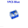 One blue dual pencil sharpener for cosmetics and art supplies