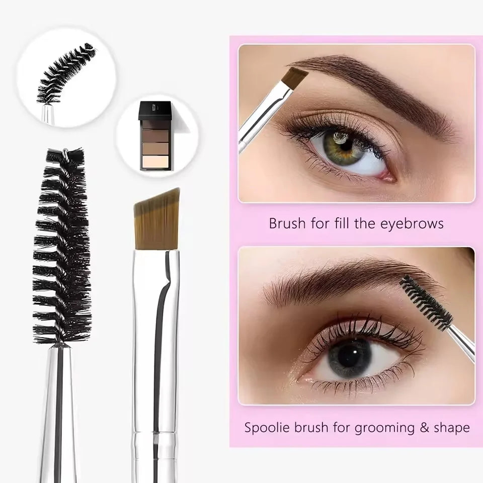 Un ensemble de recourbe-cils de précision comprenant un recourbe-cils en forme de peigne et une brosse pour coiffer et façonn