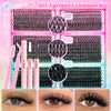A kit of DIY eyelash extensions featuring various lengths including 30D, 50D, and 20D lashes.