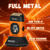 An orange and black Rosyous Pro electric clipper with a base charger and USB Type-C connection on an orange background.