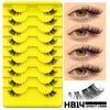 Gelbes Bleistift-Set HB14, 13mm lange, falsche Mink-Katzenaugen-Lashs