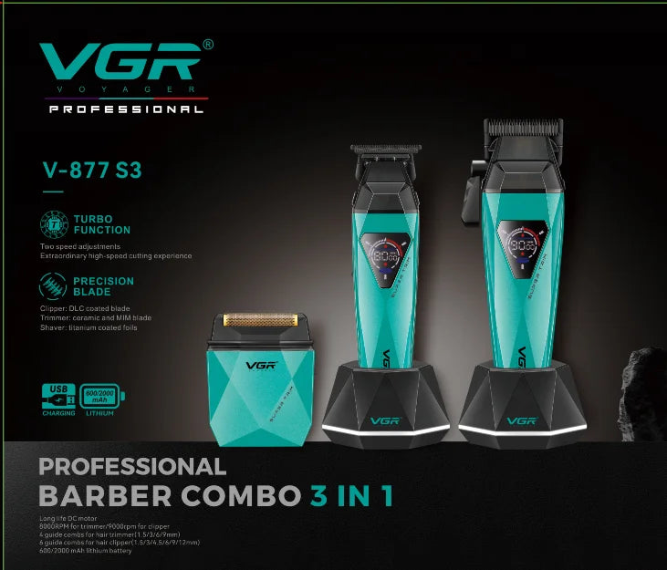 VGR V-877 S3 Profi-Elektrohaarschneider-Trimmer-Set inklusive Rasierer und Trimmer.