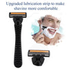 A black upgraded lubrication strip is shown alongside a manual shaving razor for men.