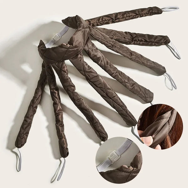 Dunkelbraunes, hitlesses Locken-Haarband mit mehreren Strängen zum Styling.