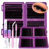 Purple DIY lash extension kit with lash clusters and tools for natural curl eyelash extensions