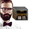 A man with a beard wearing glasses is shown next to a box of SH Sevich Beard Blackening Shampoo.