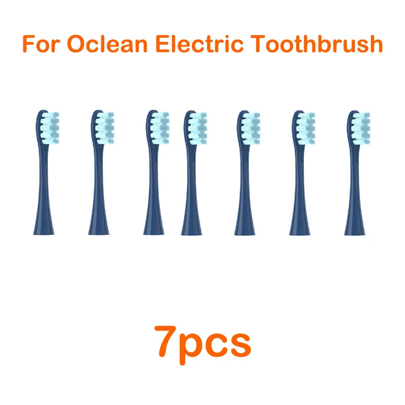 Seven replacement silicone bristles for an Ocean electric toothbrush.