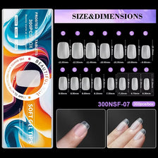 Exhibición de diferentes tamaños y dimensiones para puntas de uñas esmeriladas, mostrando longitudes de 0 a 15 mm.