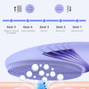 A silicone facial cleansing brush is shown with a diagram illustrating skin impurities and vibration settings for different s