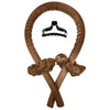 A brown satin heatless curling set with a bow design, shown in a loop shape.