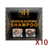 Packaging for Sevich Beard Blackening Shampoo showing before and after results.