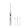 A white acoustic electric toothbrush with a handle and brush head shown next to a similar model.