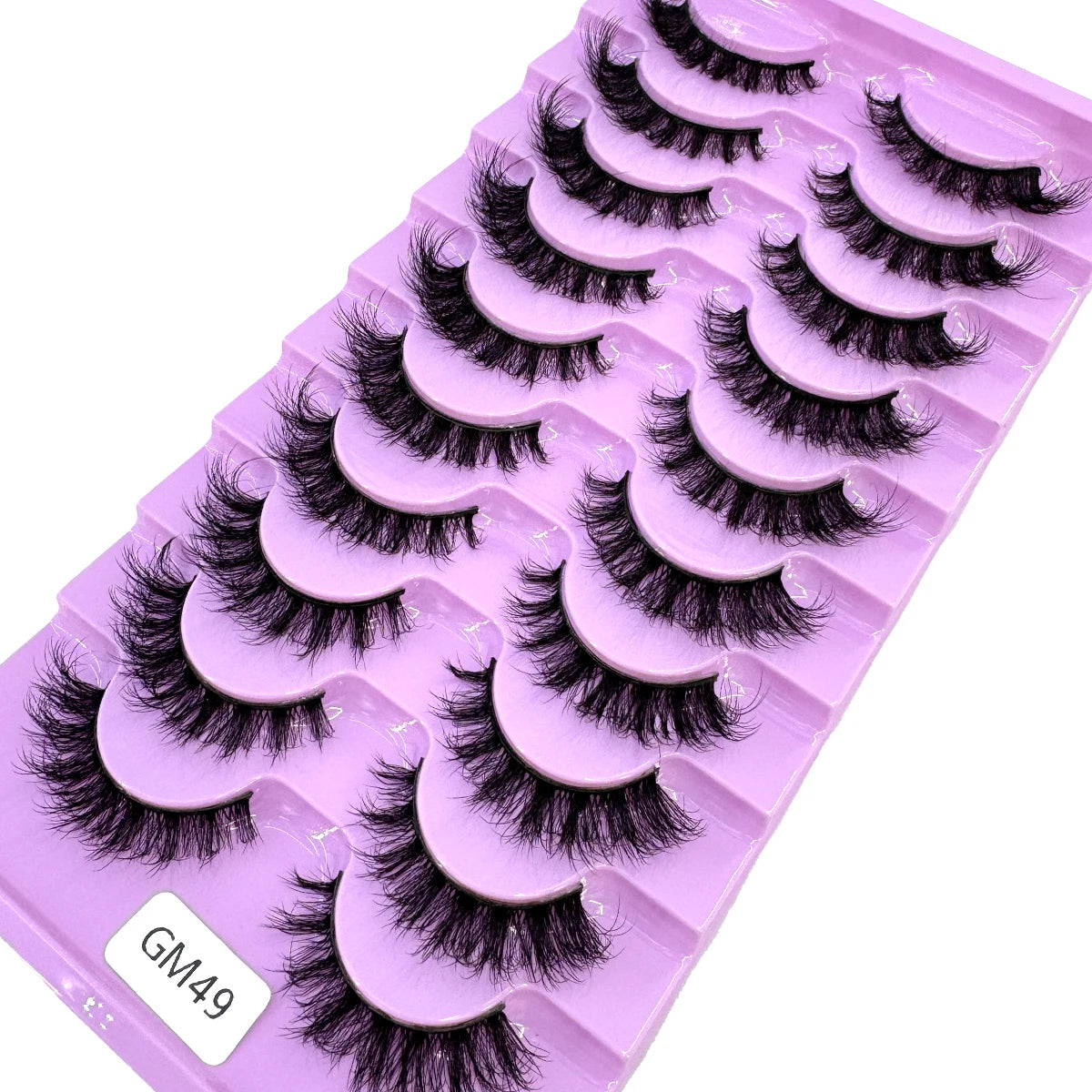 Plateau à faux cils noirs de mink avec emballage rose