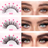 Comparison of lash extensions at 30D, 40D, and 50D on a model's eyes.