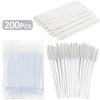 A set of 200 disposable white makeup brush applicators packaged in a clear plastic bag.