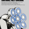Close-up of a facial shaver with seven floating blades designed for full coverage.