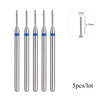 A set of five diamond nail drill bits with a 1mm diameter and an 8.3mm length.