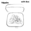 A pair of high fidelity silicone earplugs with a clear storage box shown open.