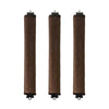Three black heatless hair curler curling rods standing vertically.