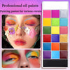 Une palette d'huiles professionnelle montrant diverses couleurs vibrantes pour le maquillage du visage et du corps.