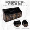 Black hairdressing tool storage box with multiple grids for organizing various tools