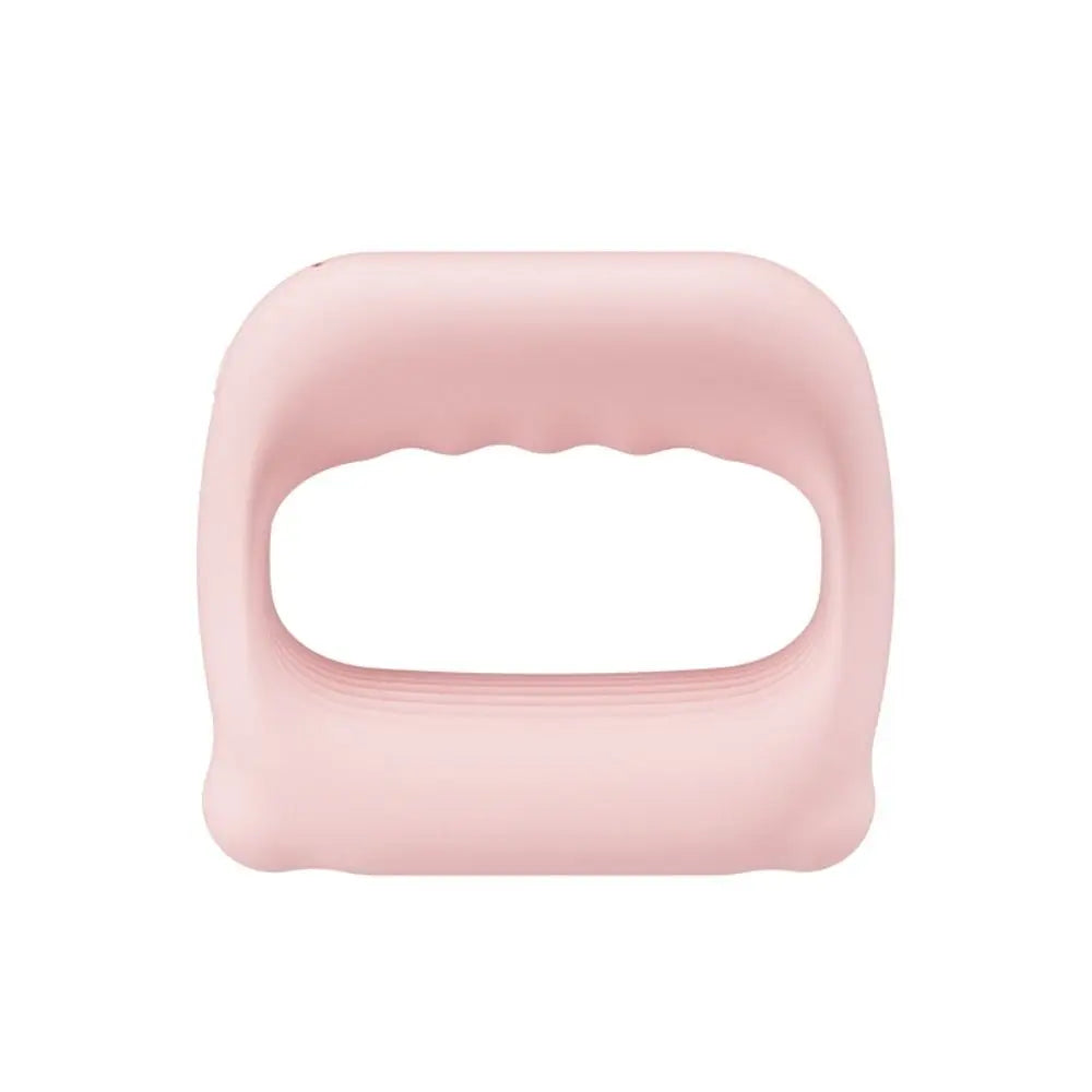 A pink portable electric fascia massager belt with a contoured shape.