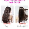 Before and after comparison showing hair smoothing with a negative ion fluffy hair dryer