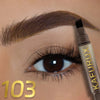 Close-up of a woman's eye with long, dark eyelashes and a gold eyeliner pencil labeled 103.