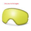 A yellow lens is shown, indicating only a lens is included, not ski goggles.
