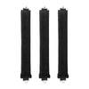 Three black heatless hair curler curling rods standing vertically.
