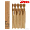 A set of twenty disposable bamboo toothbrushes packaged in a cardboard box.