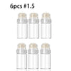 Six pieces of clear glass microneedling derma stamps with metal needles.