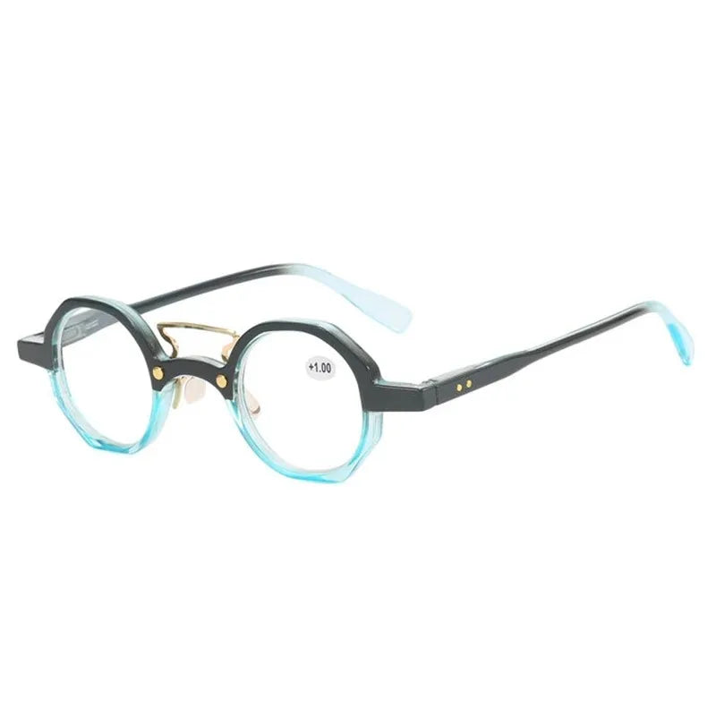 Lunettes de lecture rondes classiques avec des verres bleus clairs et des montures noires