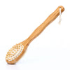 A natural wooden body brush with bristles and a loop for hanging, used for dry brushing and exfoliation.