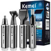 A set of three Kemel rechargeable hair trimmers for nose, ear, and eyebrows displayed in a box.