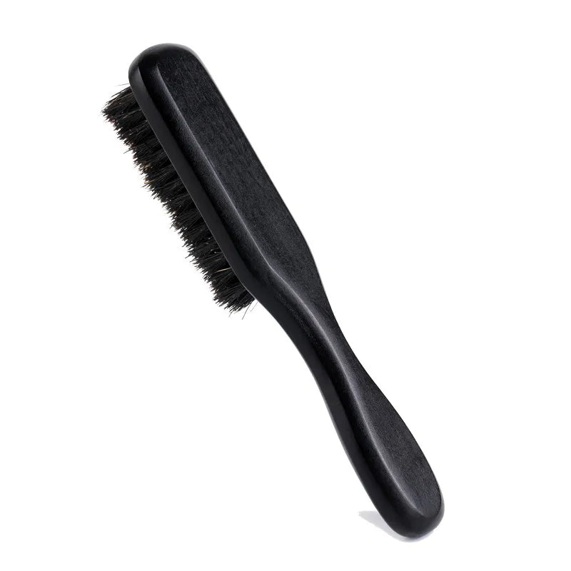 Peigne de toilettage à poils de sanglier noir naturel, vue de profil.